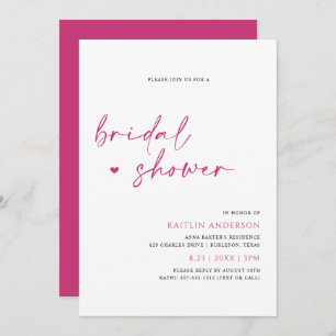 Magenta Pink Modern Handwriting Bridal Shower Invitation