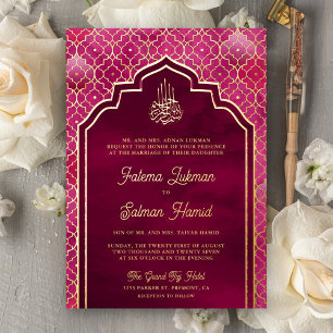 Magenta Pink Moroccan Arch Muslim Wedding Gold