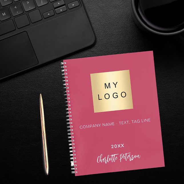 Magenta pink name script business logo notebook (Creator Uploaded)