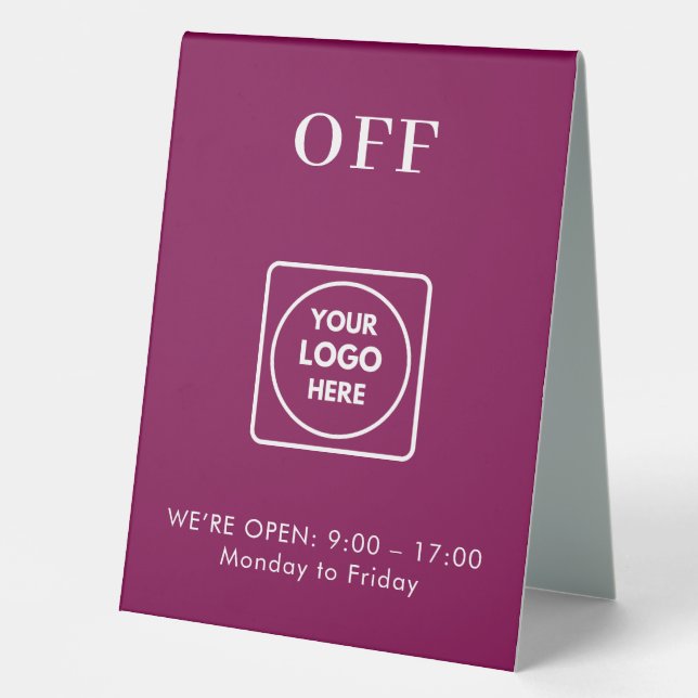Magenta Pink Open Closed Desk Sign Table Tent (Front)