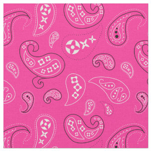 Magenta Pink Paisley Western Bandanna Print Fabric