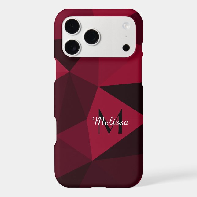 Magenta pink red black geometry pattern Monogram (Back)