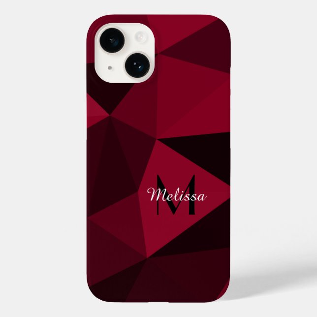 Magenta pink red black geometry pattern Monogram Case-Mate iPhone Case (Back)