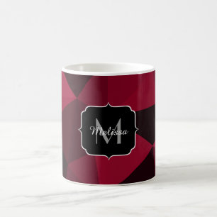 Magenta pink red black geometry pattern Monogram Coffee Mug