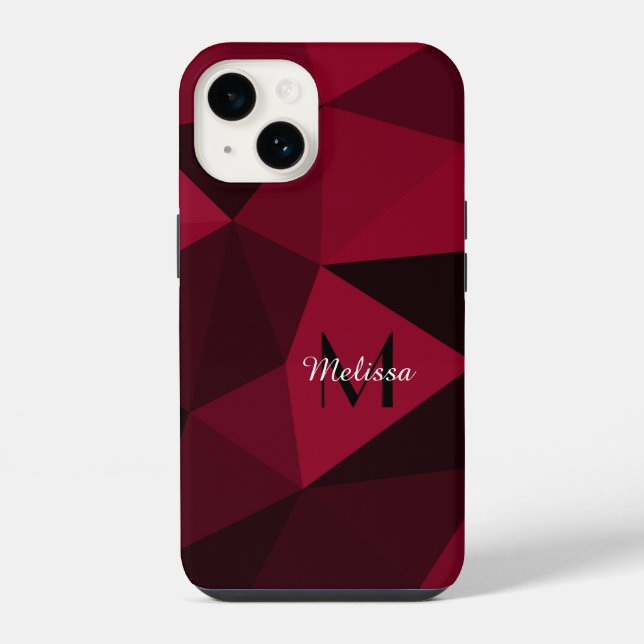 Magenta pink red black geometry pattern Monogram iPhone Case (Back)