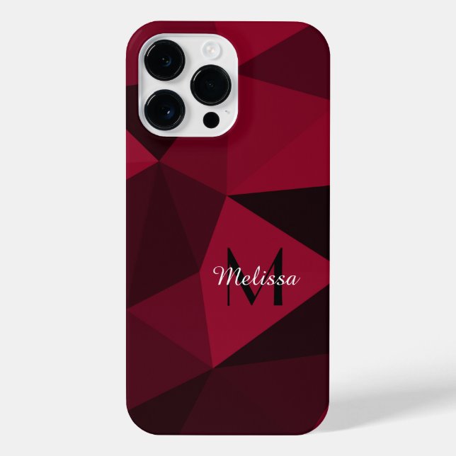 Magenta pink red black geometry pattern Monogram iPhone Case (Back)