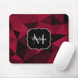 Magenta pink red black geometry pattern Monogram Mouse Mat