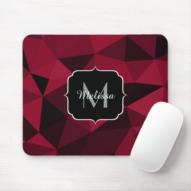 Magenta pink red black geometry pattern Monogram Mouse Mat (With Mouse)