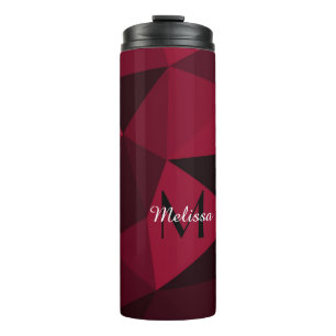 Magenta pink red black geometry pattern Monogram Thermal Tumbler