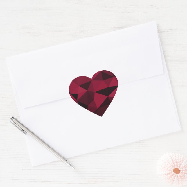Magenta pink red dark black geometric mesh pattern heart sticker (Envelope)
