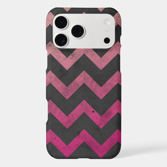 Magenta pink red ombre dark grey chevron pattern (Back)
