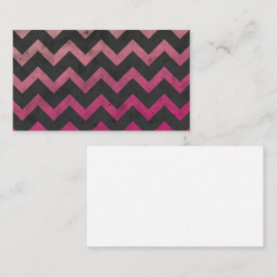 Magenta pink red ombre dark grey chevron pattern business card