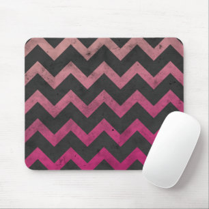 Magenta pink red ombre dark grey chevron pattern mouse mat