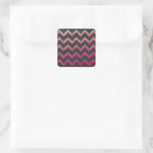 Magenta pink red ombre dark grey chevron pattern square sticker
