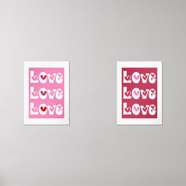 Magenta pink retro LOVE typography with hearts (Front)