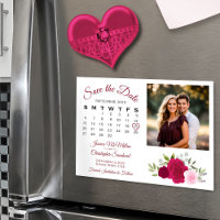 Magenta & Pink Roses Calendar Photo Save the Date