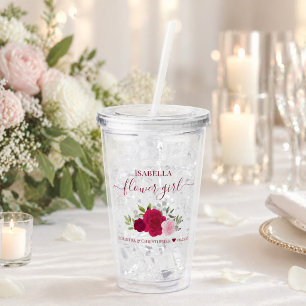Magenta Pink Roses Elegant Flower Girl Wedding Acrylic Tumbler