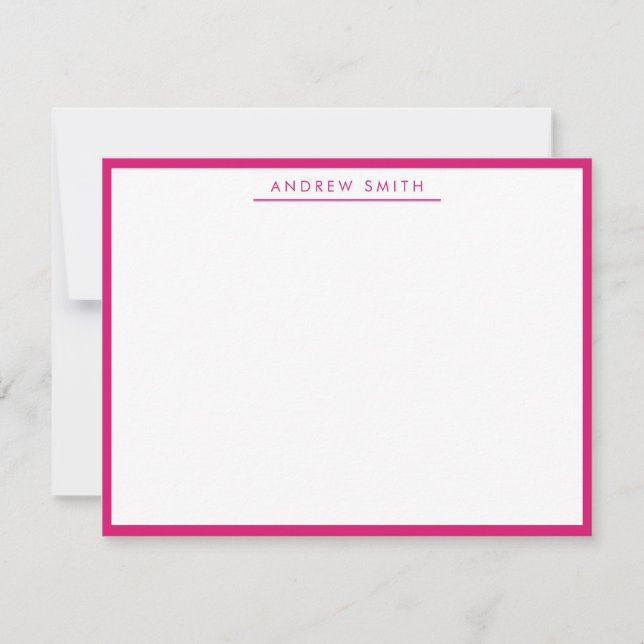 Magenta Pink Simple Line Modern Classic Minimalist Card (Front)