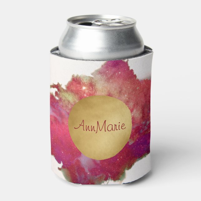 magenta pink sparkle can cooler (Can Front)