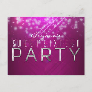 Magenta Pink Sparkle Glam Club Vibe PARTY Postcard