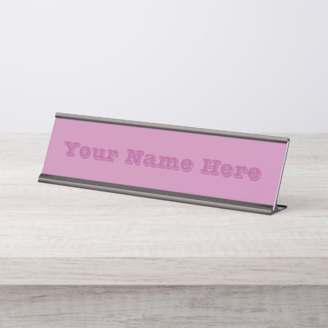 Magenta Pink Spring Season Solid Colour Desk Name Plate (Front)