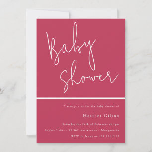 Magenta Pink Trendy Modern Baby Shower Invitation
