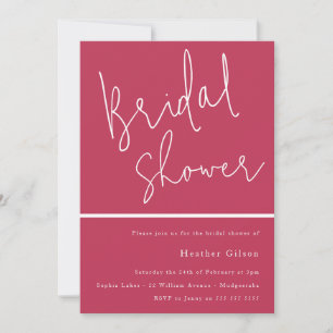 Magenta Pink Trendy Modern Bridal Shower  Invitation