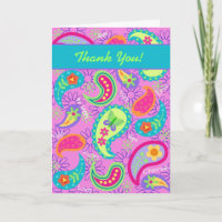 Magenta Pink Turquoise Modern Paisley Pattern