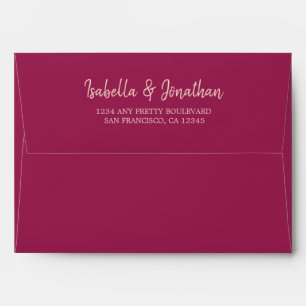 magenta pink watercolor wedding envelope