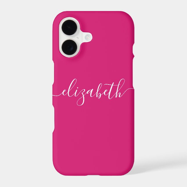 Magenta Pink White Modern Elegant Chic Script (Back)