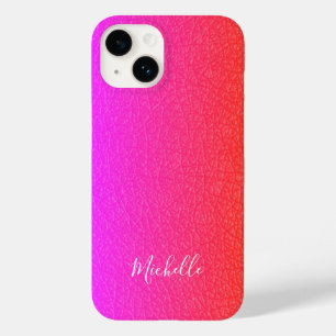 Magenta pink white script name personalised Case-Mate iPhone 14 case