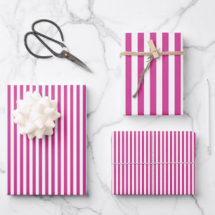 Magenta Pink & White Stripes Wrapping Paper Sheet