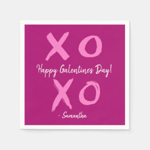 Magenta Pink XOXO - Happy Galentine's Day Cute  Napkin