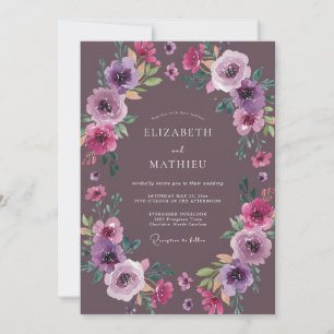 Magenta Plum Bloom Wedding Invitation