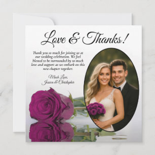 Magenta Plum Rose Downloadable Wedding Thank You Card