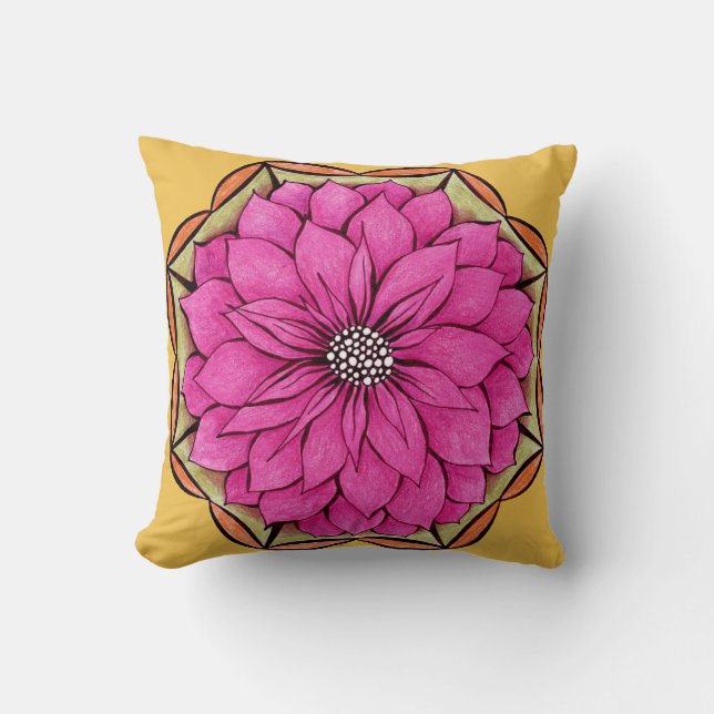 MAGENTA POINSETTIA Design Cushion (Front)