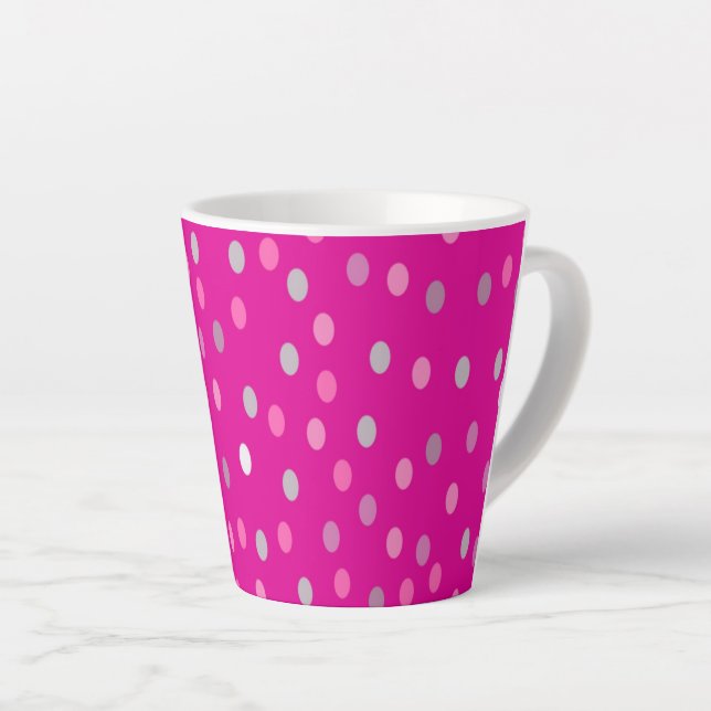 Magenta Polka Dots  Latte Mug (Right Angle)