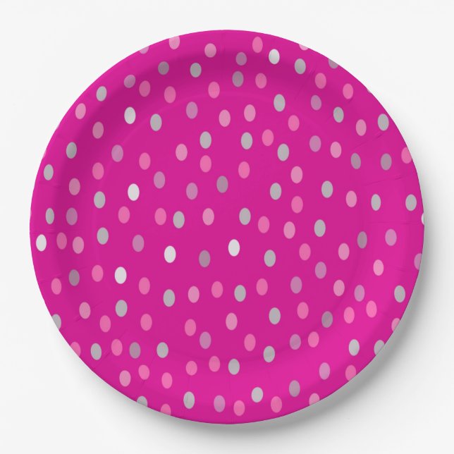 Magenta Polka Dots Paper Plate (Front)