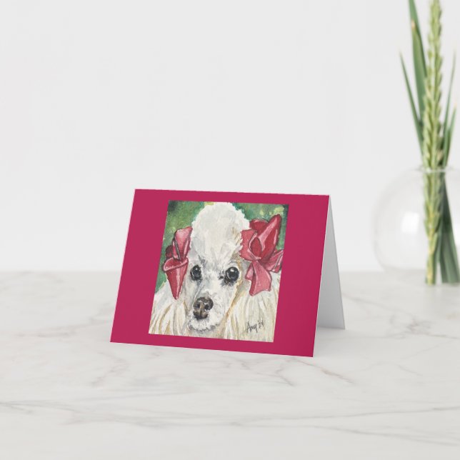 Magenta Poodle Note Card (Front)