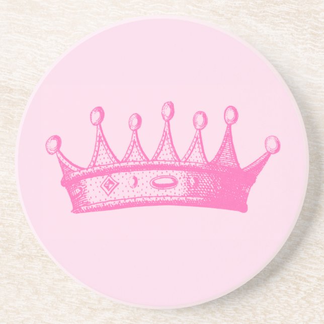 Magenta Princess Crown on Pink Background Coaster (Front)
