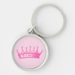 Magenta Princess Crown on Pink Background Key Ring