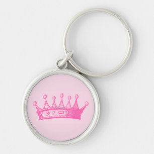 Magenta Princess Crown on Pink Background Key Ring
