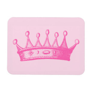 Magenta Princess Crown on Pink Background Magnet