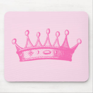 Magenta Princess Crown on Pink Background Mouse Mat