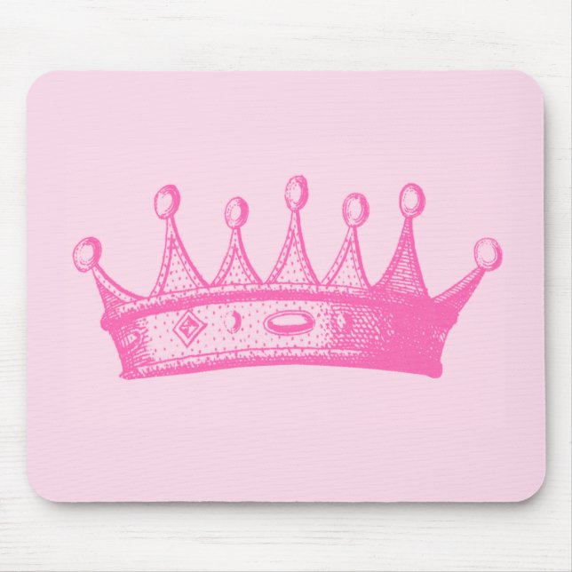 Magenta Princess Crown on Pink Background Mouse Mat (Front)