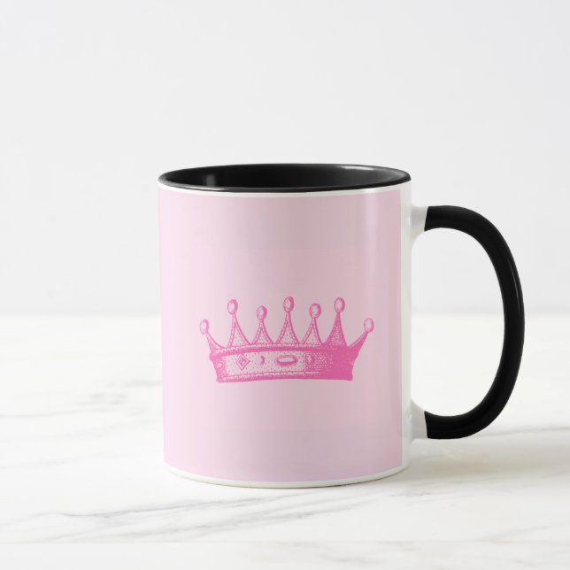 Magenta Princess Crown on Pink Background Mug (Right)