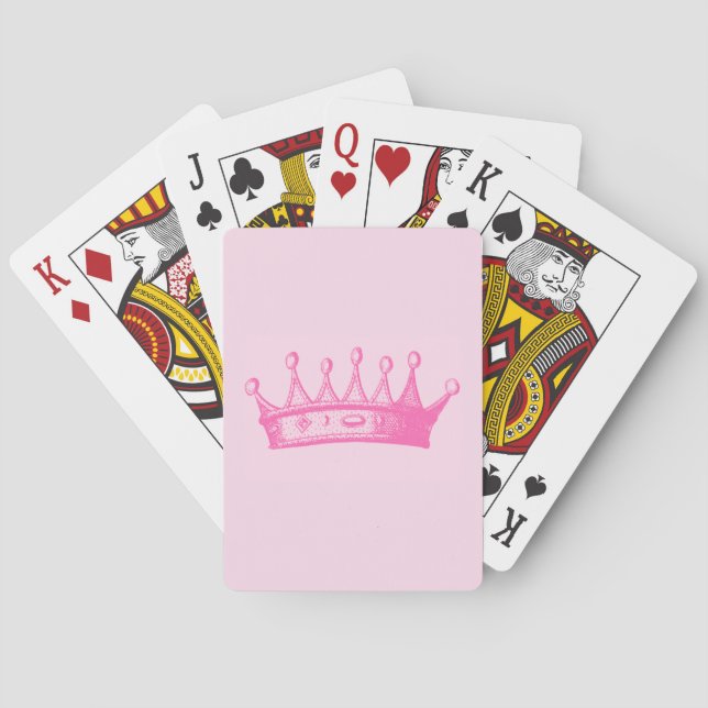 Magenta Princess Crown on Pink Background Playing Cards (Back)