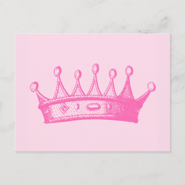 Magenta Princess Crown on Pink Background Postcard (Front)