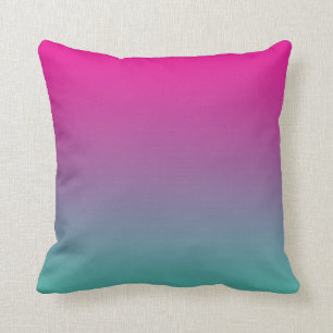 “Magenta Purple And Teal Ombre” Cushion