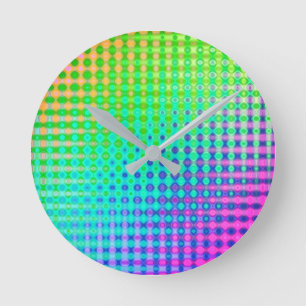 Magenta Purple Blue Green Yellow Pink Round Clock
